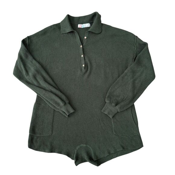 Free People Pants - Free People Picnic Sweater Romper linen/cotton blend ribbed knit oversized Sz S